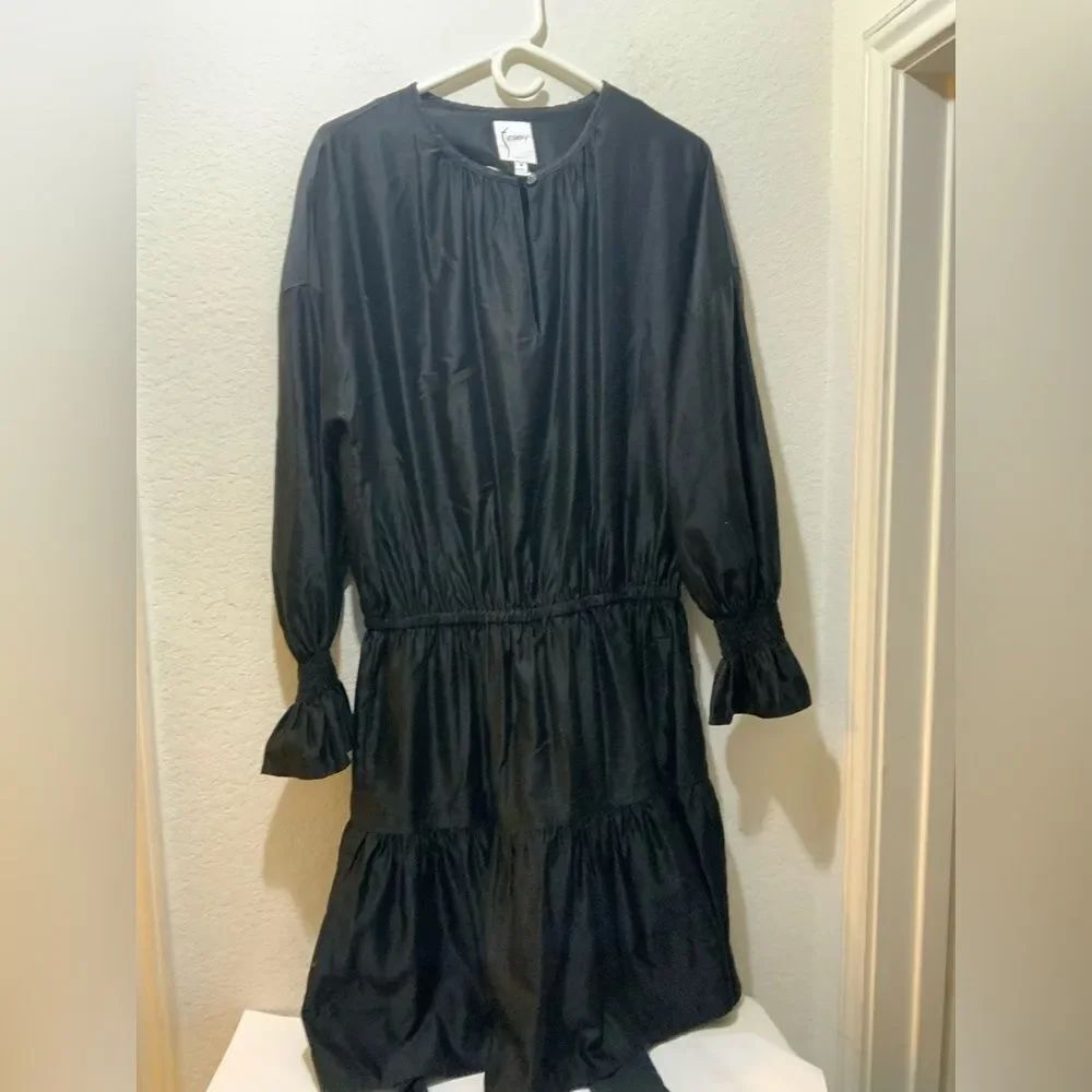 Finley black tiered dress belted  smoke cuff  Women's Size medium